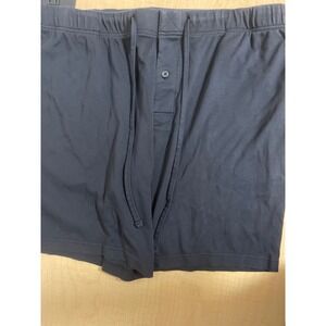 Murano Mens XL Black Cotton Jersey Lounge Sleep Shorts Drawstring Button Fly
